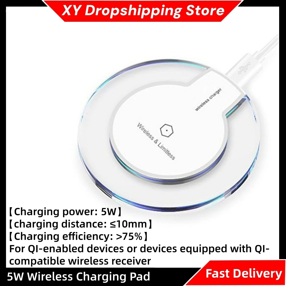 5W Wireless Charging Pad QI Wireless Charger Ultra-thin Smartphones Charger Over/Under-Voltage Short-Circuit Conservation
