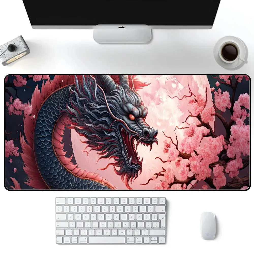 Japanese Art Dragon Mouse Pad hick anti-slip lock edge extra large mouse desk pad