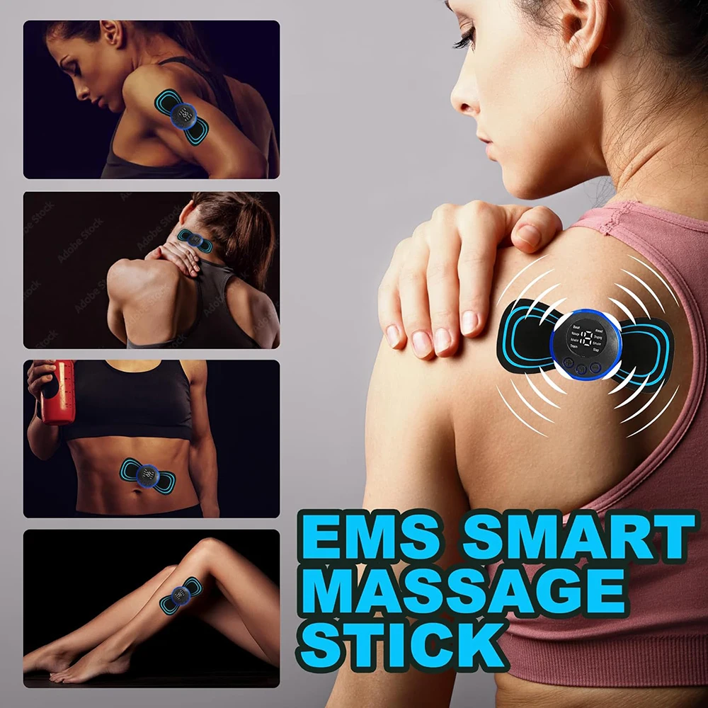 Elektrische EMS Neck Massager Mini Zervikale Zurück Patch Stimulator Massageador Matte Tragbare Gel Pad Aufkleber Schlank