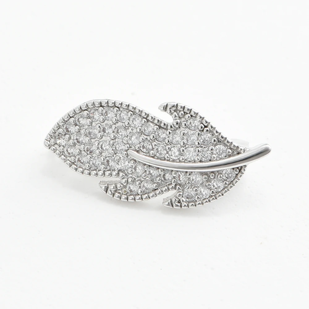 1PCS 18K Gold/Rhodium Plated With Zircon Leaf Shape Connectors Fittings Clasps For DIY Necklace Making Accessories Wholesale