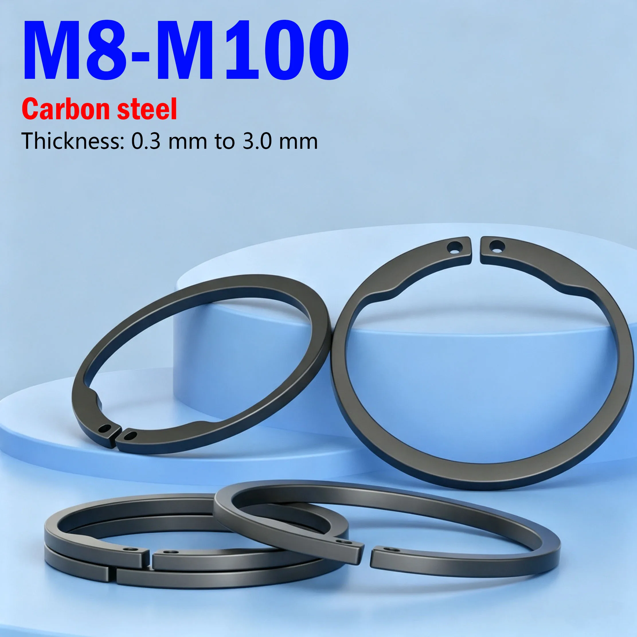 Inverted External Retaining Rings for Shaft Black Carbon Steel M8-M100 Reverse-Acting Shaft Retaining Rings