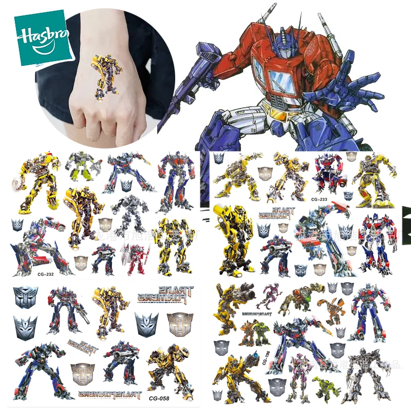 Transformers-pegatinas de tatuaje temporal Optimus Prime Bumblebee, accesorios de Anime para Cosplay, bricolaje, fiesta, juguete para niños, originales