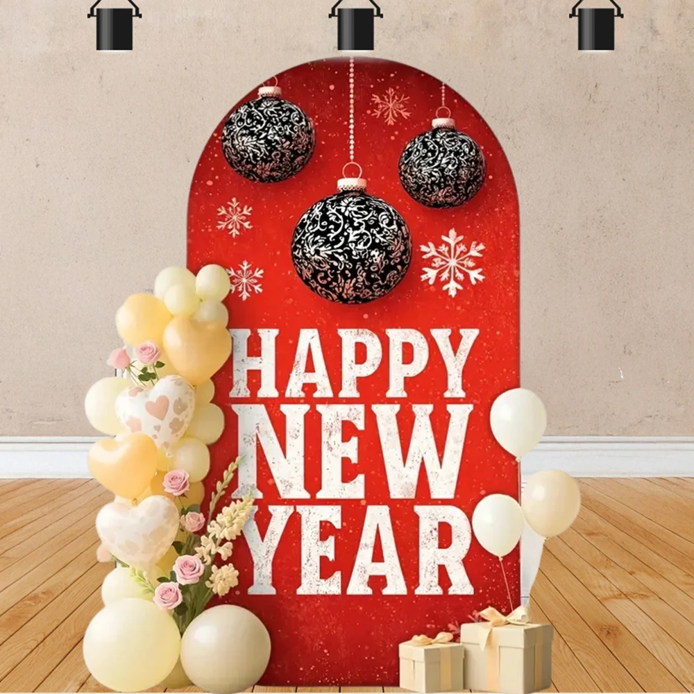 موضوع القوس مخصص 2026 خلفية السنة الجديدة السعيدة لراية تزيين الحفلات العائلية المقدمة مع دعائم استوديو التصوير الفوتوغرافي #4