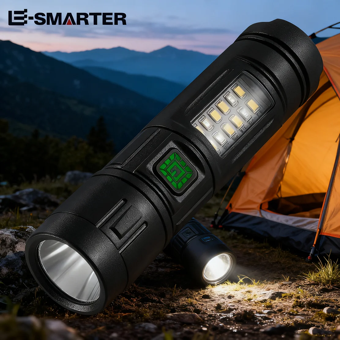 Bright LED Flashlight (Rechargeable) with Battery Torch for Hunting, Fishing, Camping​