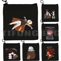 Retro Bungou Stray Dogs Kenji Naomi Ranpo Dazai Chuuya Bunny Himiko Cute Anime Gifts Canvas Coin Purse Key Case Bag Wallet Pouch