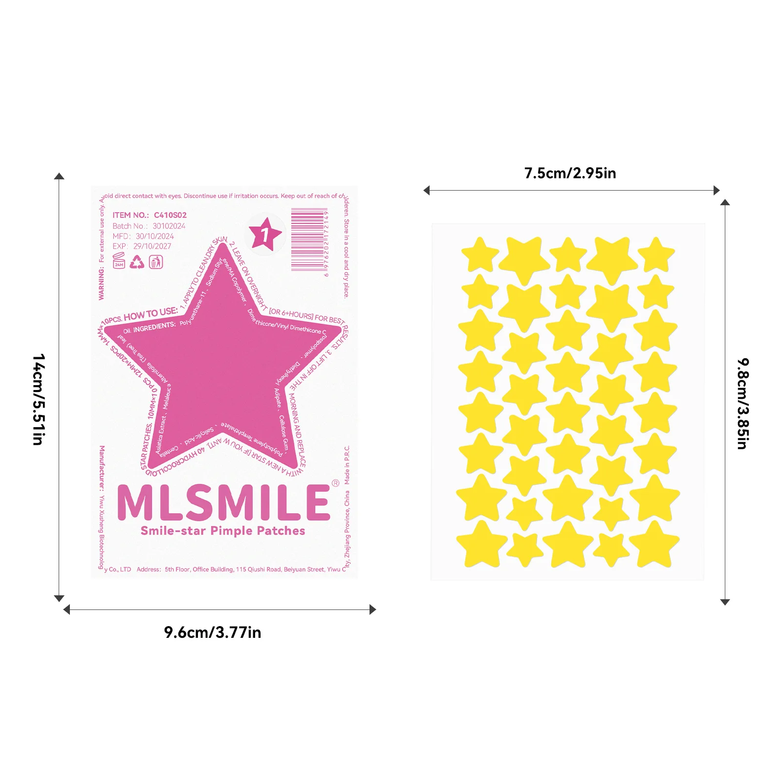 แผ่นแปะสิวรูปดาวห้าแฉกสีพาสเทล 40 ชิ้น อุปกรณ์ดูแลผิวหน้าเพื่อความงามและสุขภาพ