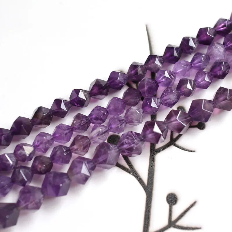 

14.5"38cm Natural Faceted Cut 6mm8mm10mm Loose Beads Amethyst Jewelry Making DIY For Women