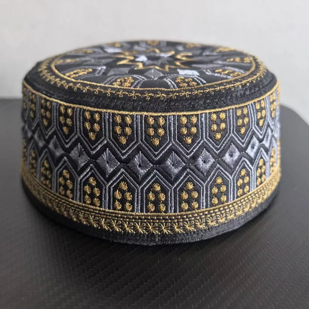 

Turban Hats Ethnic Style Islam Flat Cap Breathable Round Embroider Bonnet Beanie Comfortable Thin Ramadan Hat Ethnic Male