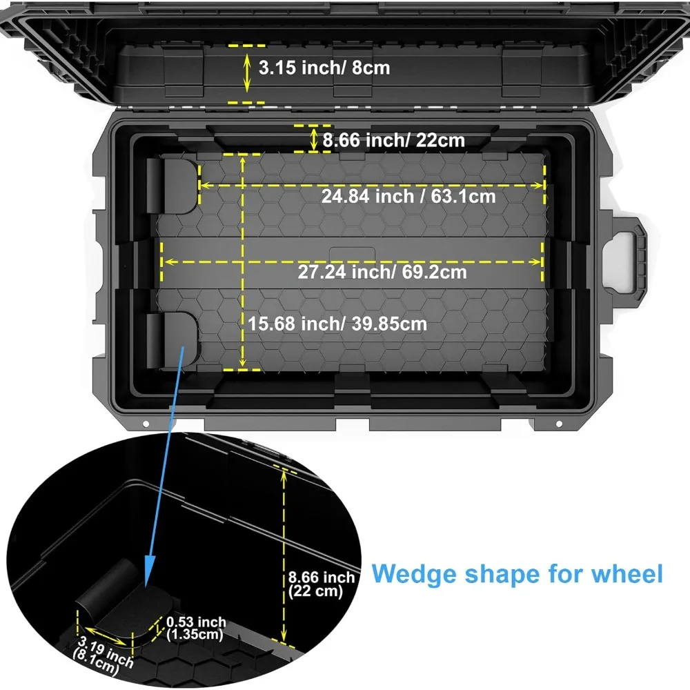 Estuche rígido, 33 x 21 x 14 pulgadas, estuche para equipamiento con ruedas/espuma personalizable/mango retráctil para electrónica, herramientas, cámaras