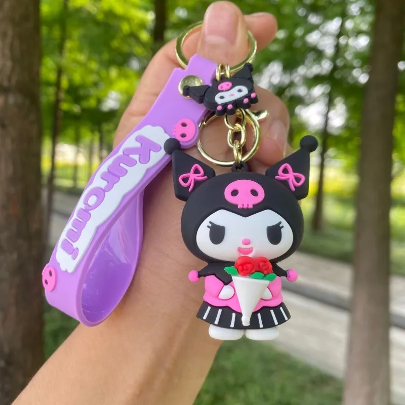 

Sanrio Hellokitty Mymelody Kuromi Cinnamoroll Pompom Purin Key Chain Figure Car Key Chain Hanging Decoration Couple Bag Pendant