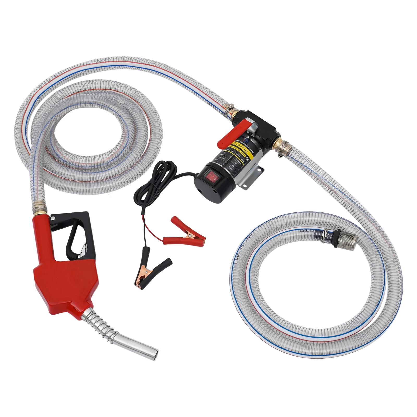 Diesel brandstofpomp, 12V brandstofpompset, 50L/min 200W dieseloliepomp met transparante slang voor auto, vrachtwagen, tank