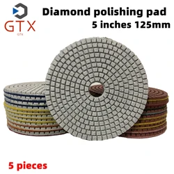 Almohadilla de pulido de diamante de 5 pulgadas y 125mm para molienda flexible de granito, mármol, hormigón y discos de molienda de piedra