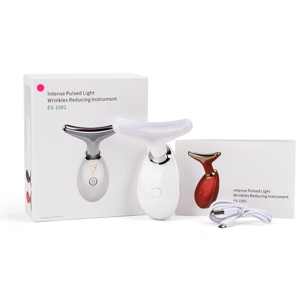 3 ألوان LED الرقبة جهاز تجميل الوجه الفوتون العلاج الرقبة رفع الوجه مدلك الجلد تشديد إزالة التجاعيد مزدوجة الذقن العناية بالبشرة #4