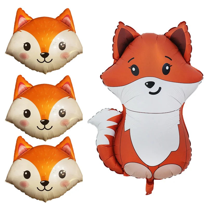 Globos de Papel con Diseño de Zorro, Decoraciones para Fiestas de Cumpleaños y Baby Shower, Artículos para Fiestas Temáticas de Animales de la Selva, Decoración para Cumpleaños de Niños y Niñas