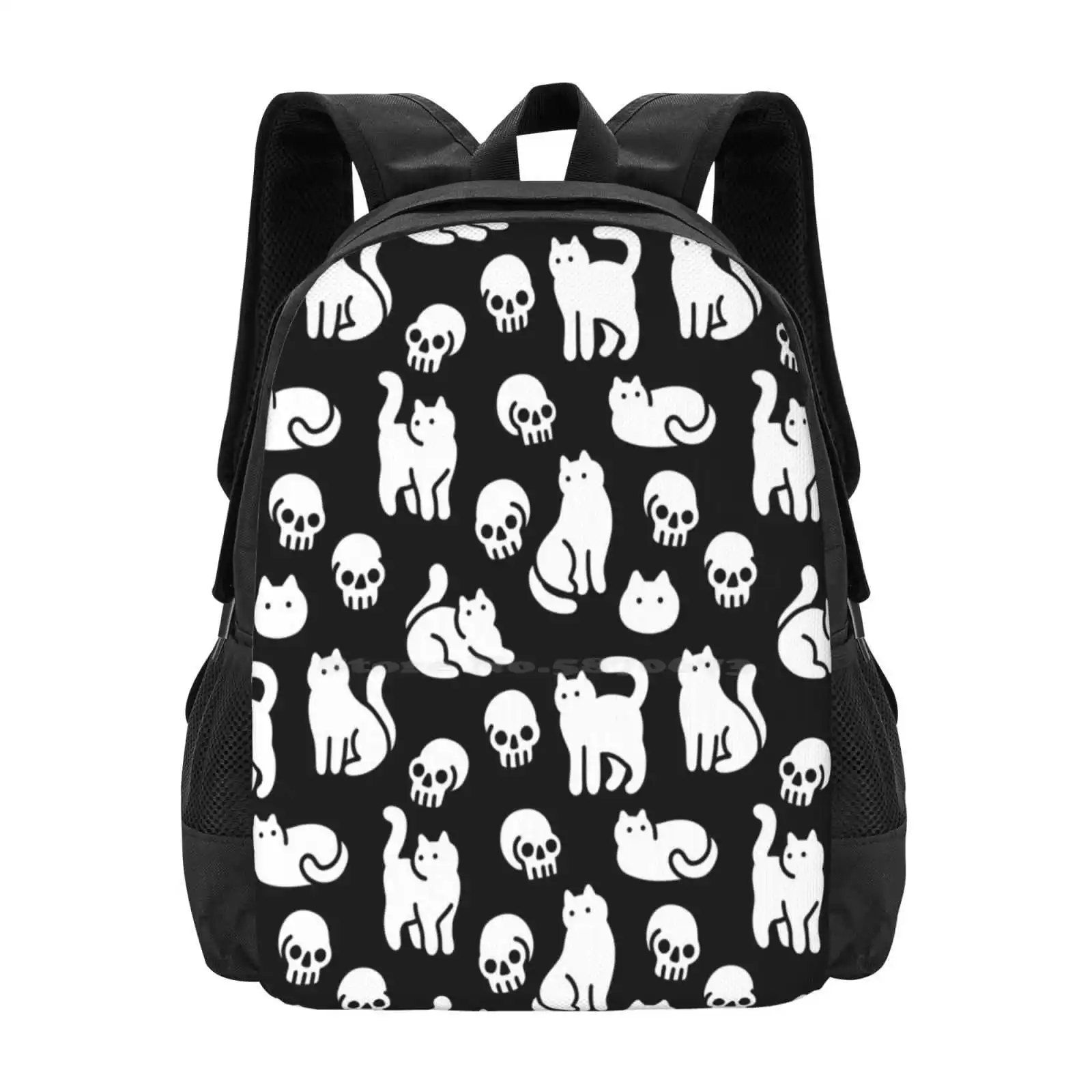 Mochila con patrón de gatos y Calaveras, bolso de moda, lindo, divertido, Halloween, esqueleto escalofriante, gatitos, Obinsun Death, gran oferta