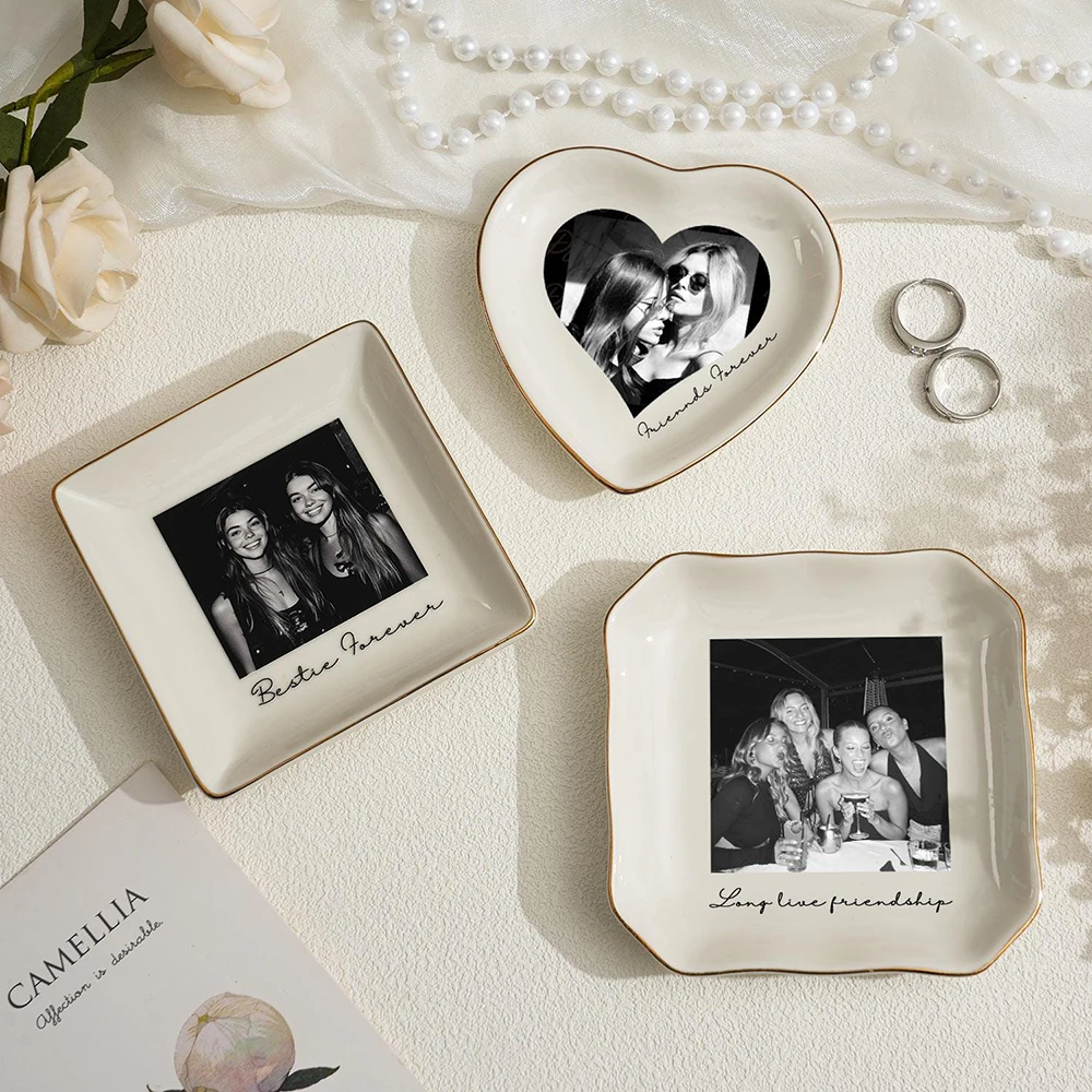 Personalisiertes Foto-Keramik-Schmucktablett, Individuelles Hochzeitsgeschenk, Brautjungfern-Geschenk, Beste Freundin, Jubiläums-Andenken, Schmuckschale, Wohndekoration