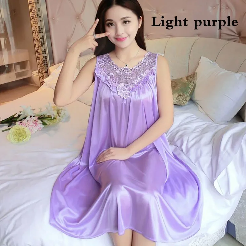 Women Nightwear Sexy Sleepwear Sleeping Dress Summer Lace Nightgowns Embroidery Sleeveless Nightdress Home Pijamas
