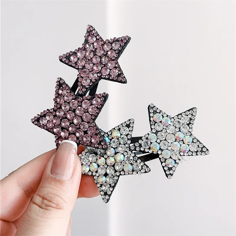 Korean Fashion Star Rhinestone Hairpins Women Girls Hair Clips Pins Barrettes Accessories Hairgrips Headdress Headwear Ornament