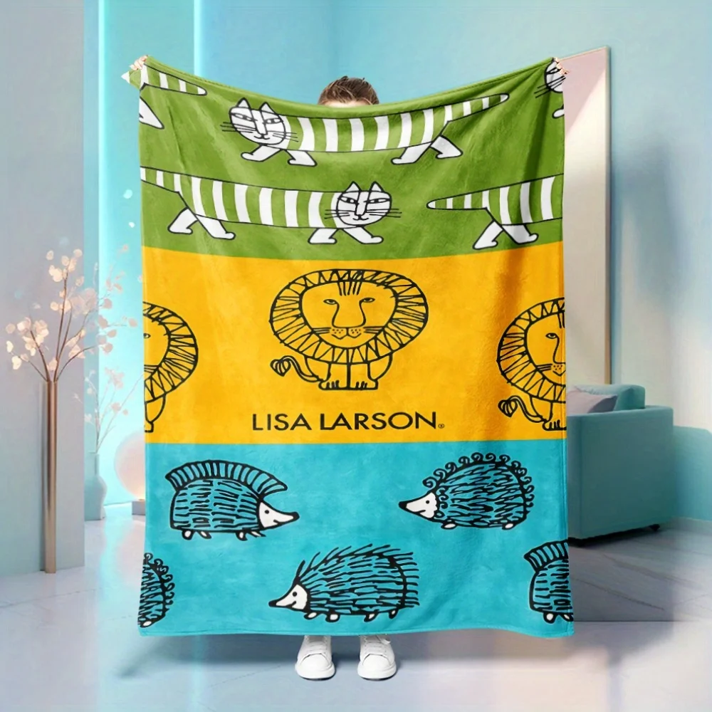 Personalized Hedgehog Blanket Name Lisa Larson Art Soft Fleece Throw Gift Home Decor Kids Theme