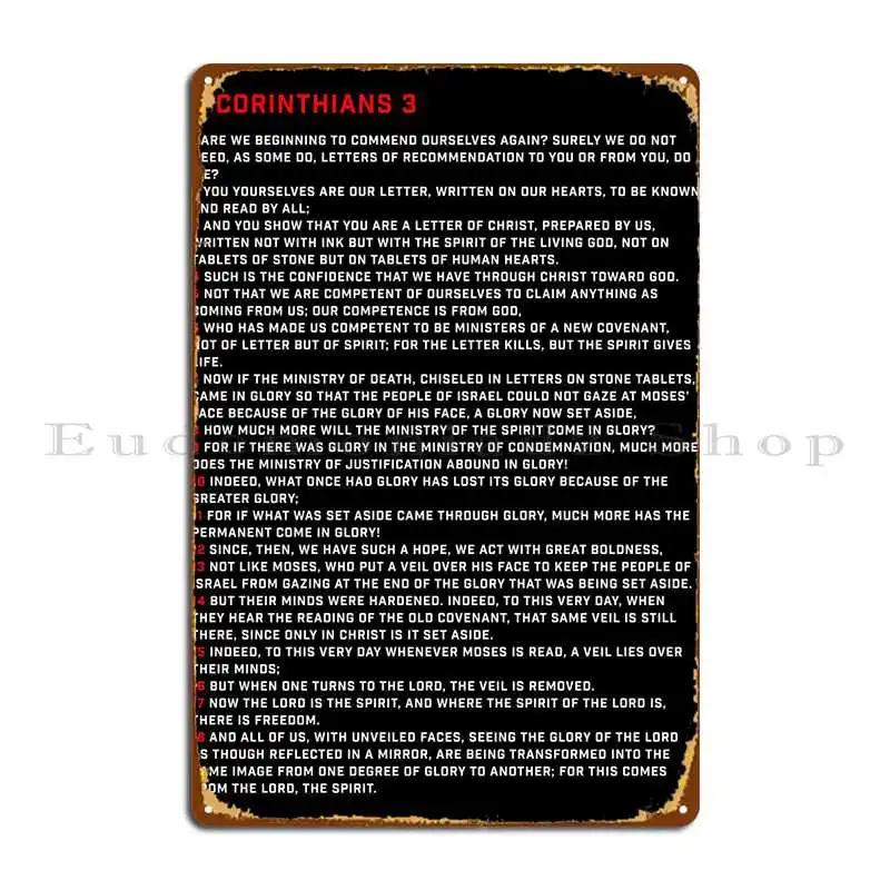 2 Corinthians 3 Black Metal Plaque Poster Painting Kitchen Wall Decor Personalized Pub Tin Sign Poster