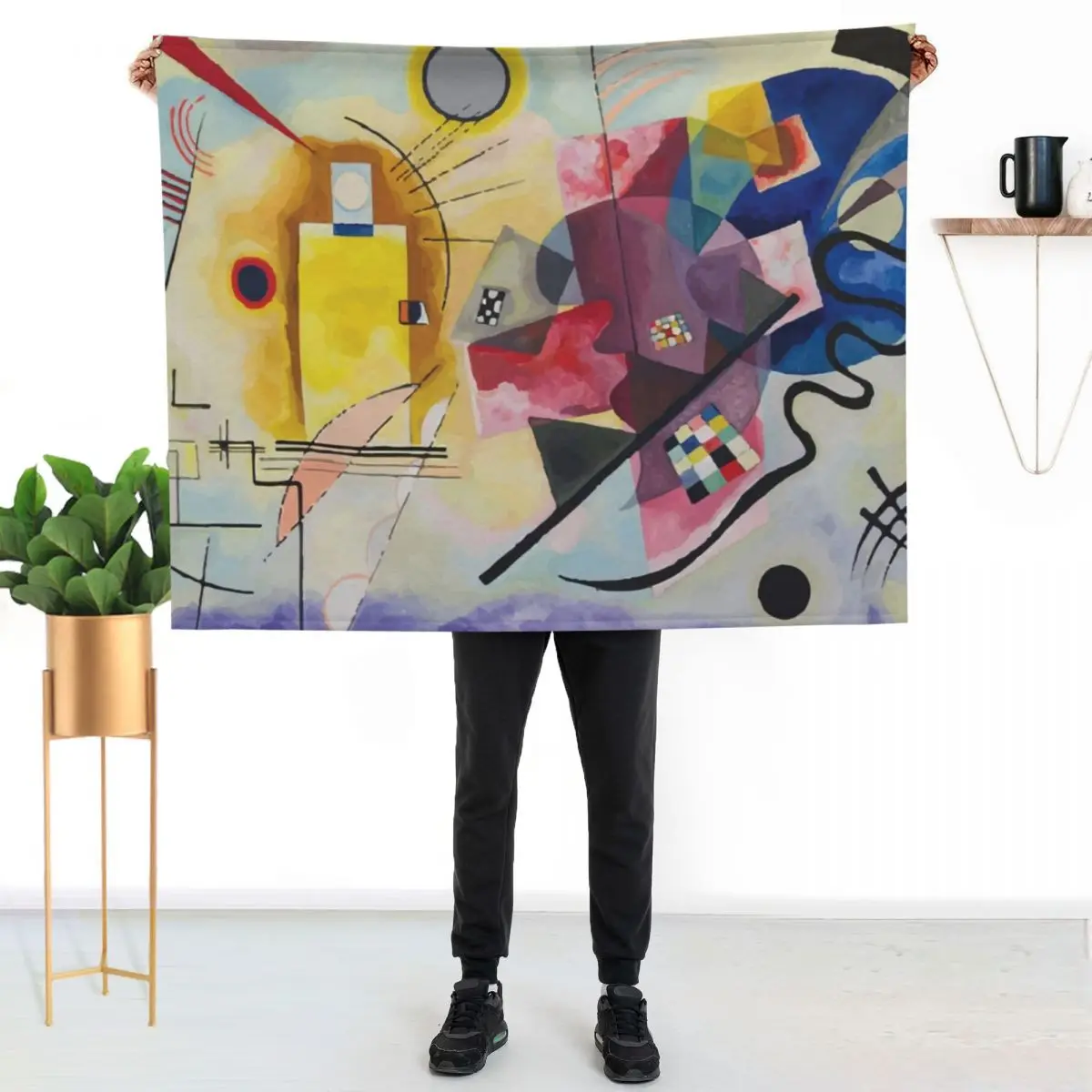 

Wassily Kandinsky | Yellow-Red-Blue Throw Blanket Fluffy Cozy Throw Blanket for Home Decor