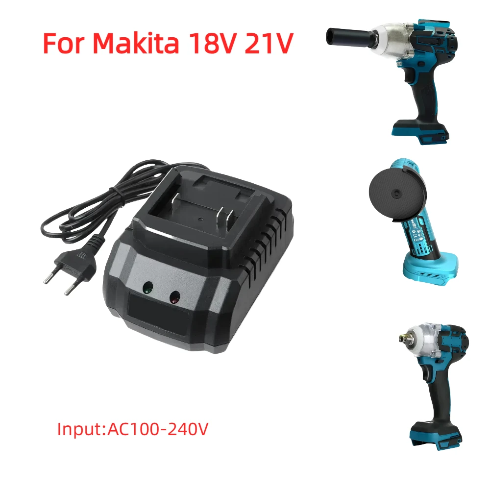 

Быстрое зарядное устройство 18 В/21 В для аккумуляторных моделей Makita — совместимое с электрическими дрелями, ключами, угловыми шлифовальными машинами и электроинструментами