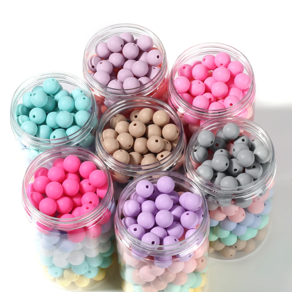 50Pcs 12mm Baby Round Silicone Beads DIY Colorful Teething Pacifier Chain Bracelet BPA Free Silicone Beads Newborn Care Toys