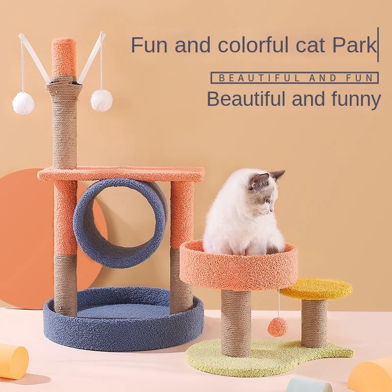 Wooden Cat Scratcher Post Sisal Sunflower Cat Scratch Table Cat Claw Grinding Toy Round Cat Scratch Board Cat Tower