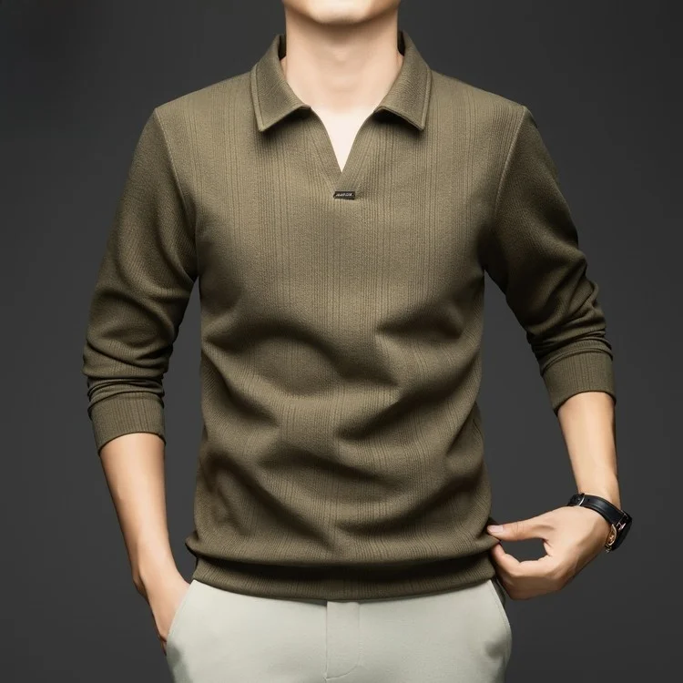 

Новая мужская повседневная рубашка с длинным рукавом, модная, с отложным воротником, для весны и осени