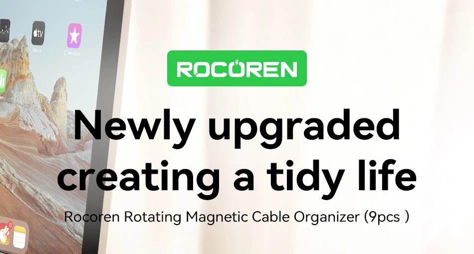 Rocoren Spiral Cover Magnetic Cable Clamp Cable Smooth and Adjustable Rope Holder Under Table Cable Management Cable Organizer