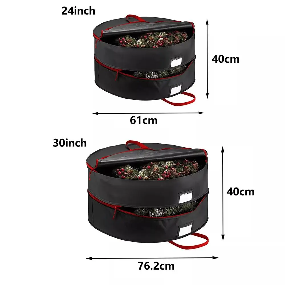 Double Layer Christmas Wreath Storage Bag with Zipper and Handles Stackable Wreath Storage Container Thickened Large Capacity