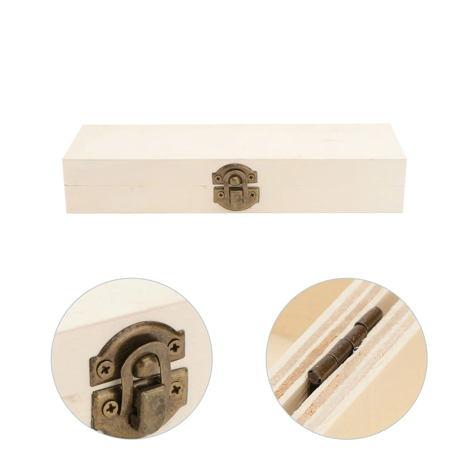 

2 Pcs Wooden Stationery Box Retro Desk Storage School Supplies Pen Case Creative Design Lasting Color Style