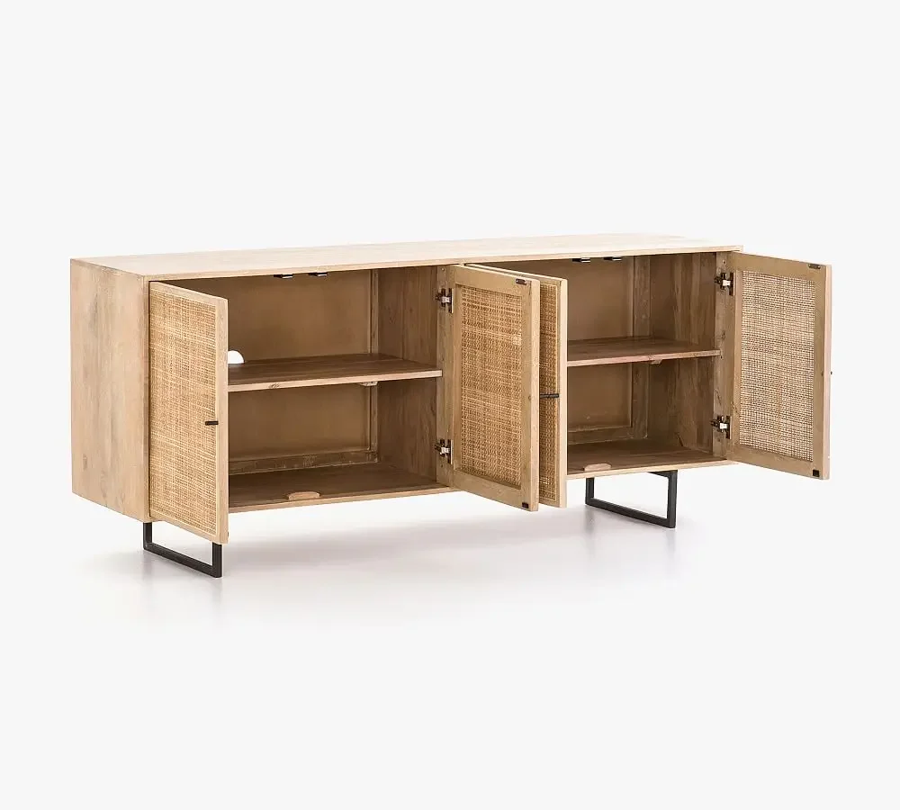 Z Popular Rattan And Living Room Furniture Q New Modern Minimalist Console Table With 4 Doors And Wide Storage Space