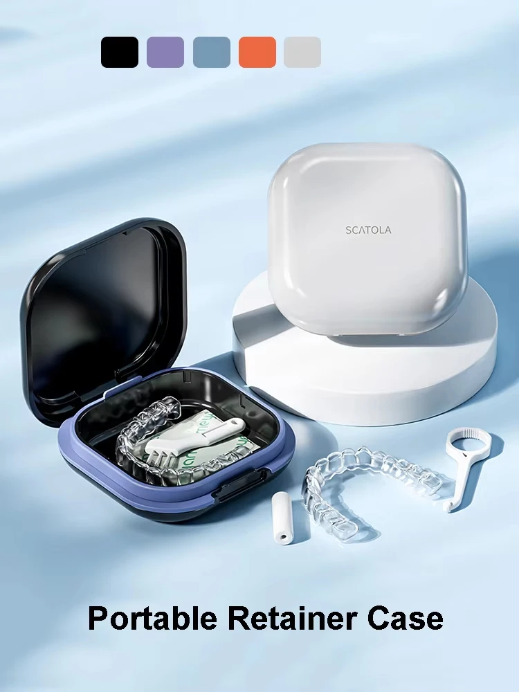 Boîte de protection buccale, boîte de retenue, boîte de rangement pour prothèses dentaires, support de prothèse dentaire de nuit avec couvercle, boîte à bretelles Ultra-fines 1 pièces