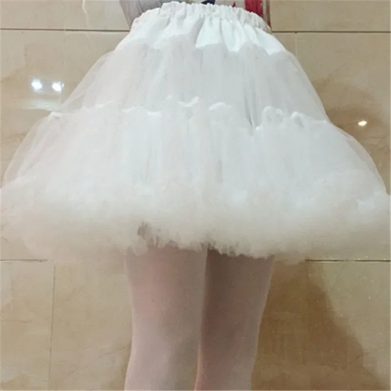 

Women Girls Ruffled Short Petticoat Solid White Color Fluffy Bubble Tutu Skirt Puffy Half Slip Prom Crinoline Underskirt