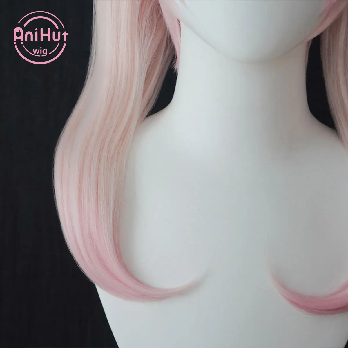 Perruque de Cosplay Shimoe Koharu, perruque synthétique lisse rose 36cm, bleu, résistante à la chaleur