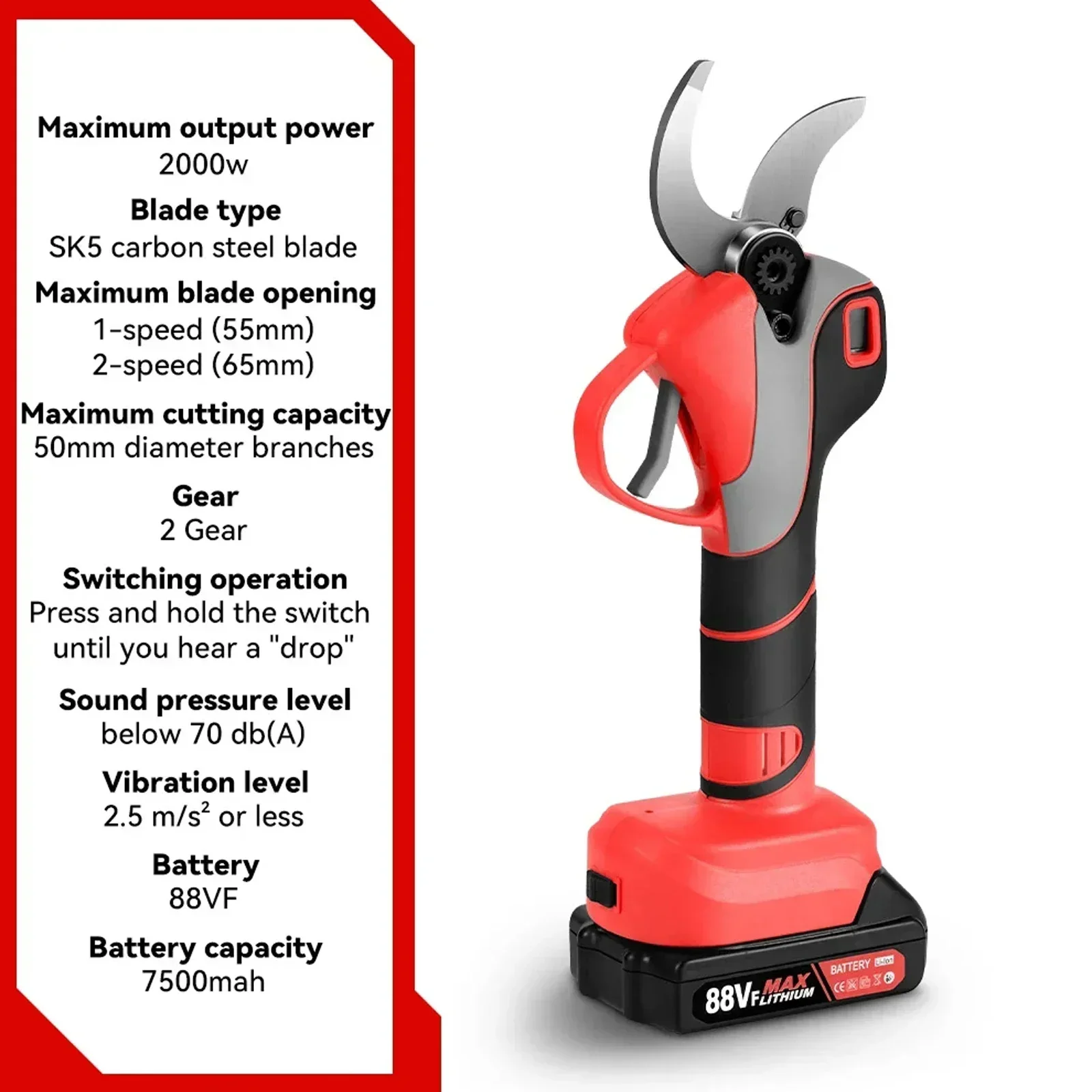 New Brushless 28MM Electric Pruning Shear 2 Gears Cordless Ruit Tree Bonsai Pruning Garden Tools with LED for Makita 18V Battery