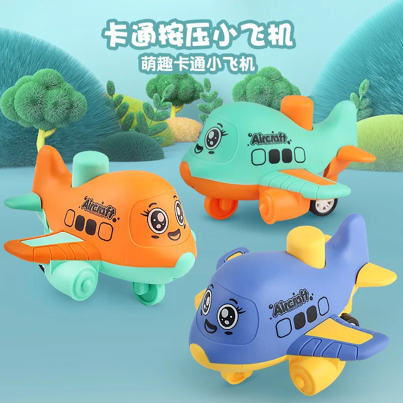 Children Press Cartoon Cute Airplane Inertia Car Toys Baby Puzzle Interactive Toys Simulation Airplane Pull Back Car Toy Gifts