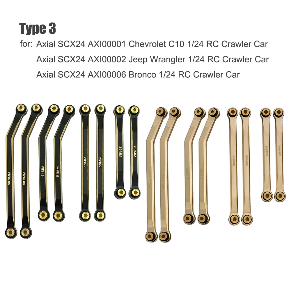 YEAHRUN Kit di collegamento del collegamento dello sterzo in ottone rialzato per Axial SCX24 Deadbolt Gladiator Wrangler Bronco Chevrolet 1/24 RC Car