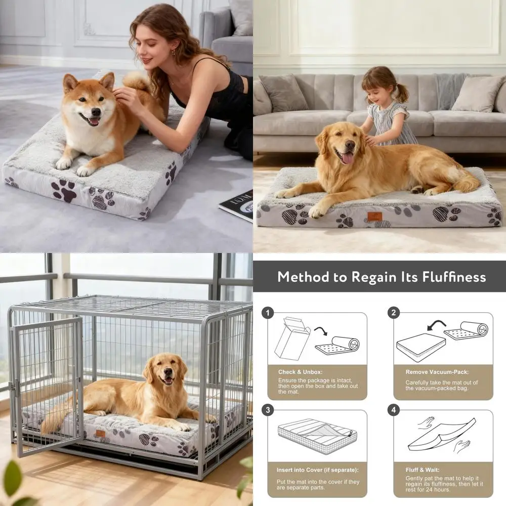 

Extra Large Waterproof Orthopedic Dog Bed, 41x27x4 Egg Crate Foam with Removable Cover, Plush Anti-Slip Mat, Chocolate