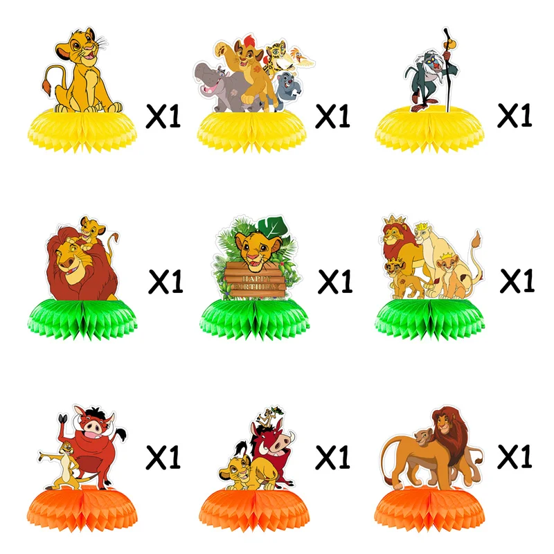 Nieuwe 9-delige Lion King verjaardagsfeestje decoratie kinderfeestartikelen cupcake decoratie achtergrond middelpunt