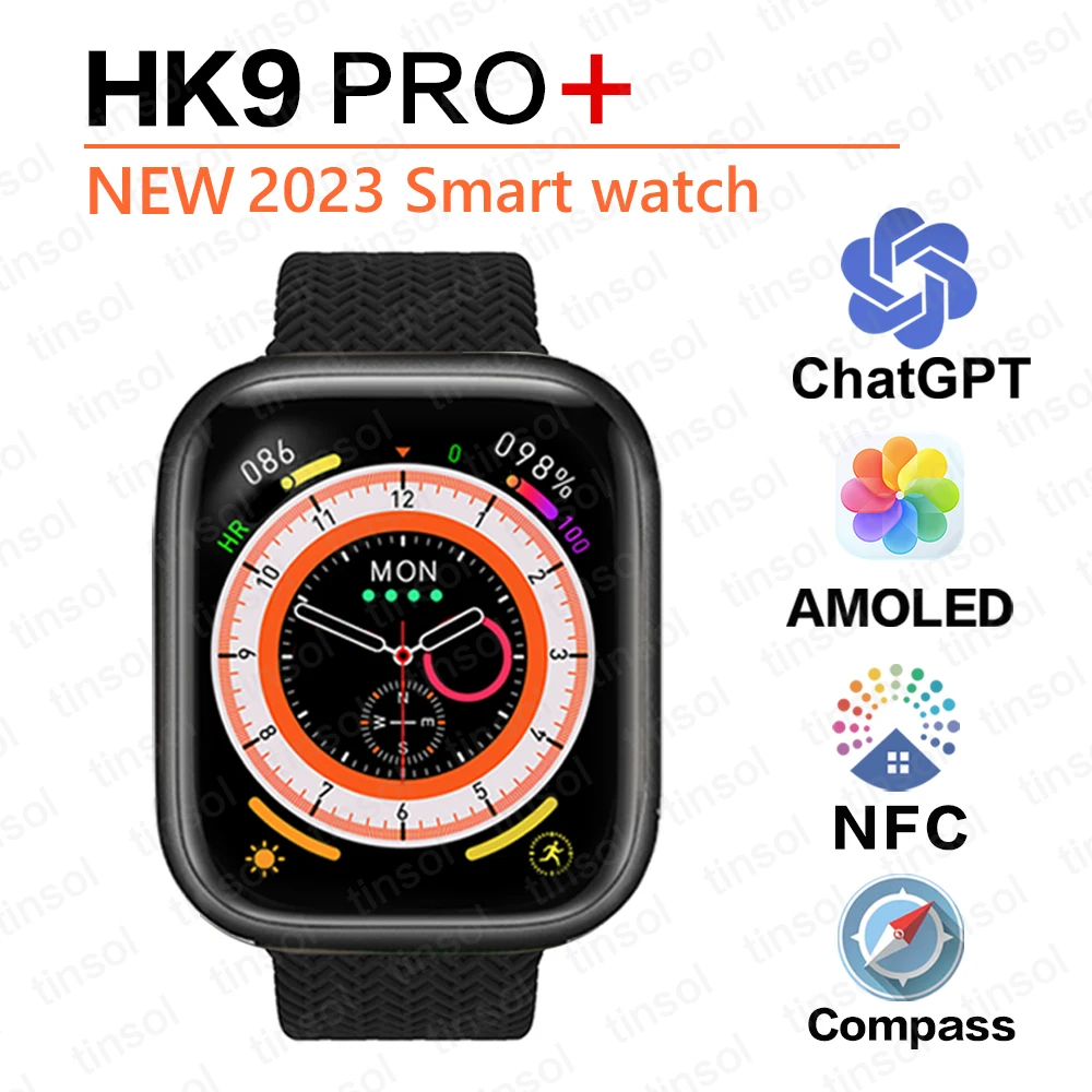 HK9 Pro Gen 3 ChatGPT AMOLED Smart Watch Strap Lock Wireless Charging Bluetooth Call Men Series 8 NFC Women Smartwatch 2023