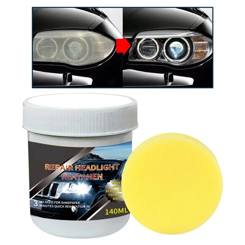 

Headlight Restoration Kit Headlight Cleaning Kit 140ml UV Protection Head Light Scratch And Oxidation Removal Strong Polishing