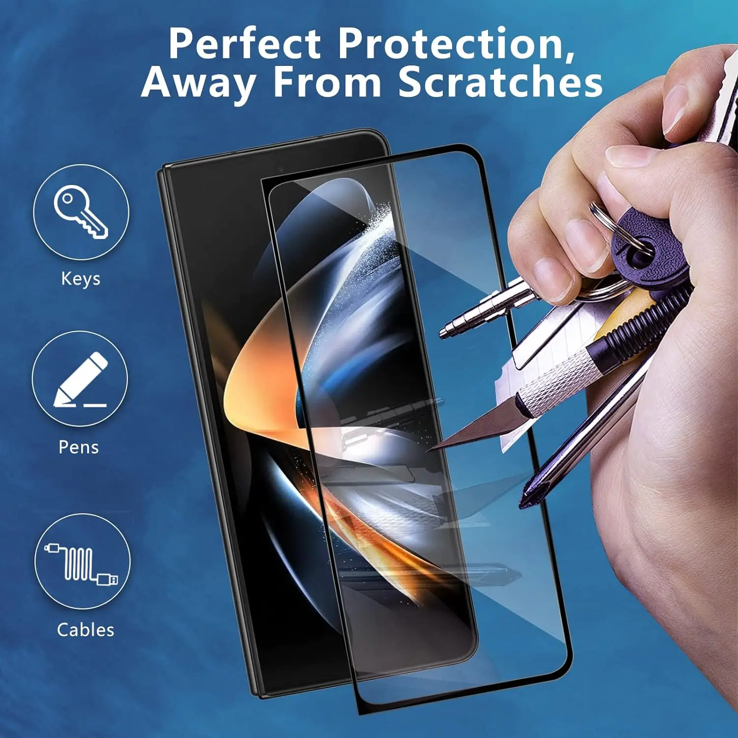 

3Pcs Black Tempered Glass For Samsung Galaxy Z Fold 7 6 5 4 Z Fold 2 3 9H Screen Protector