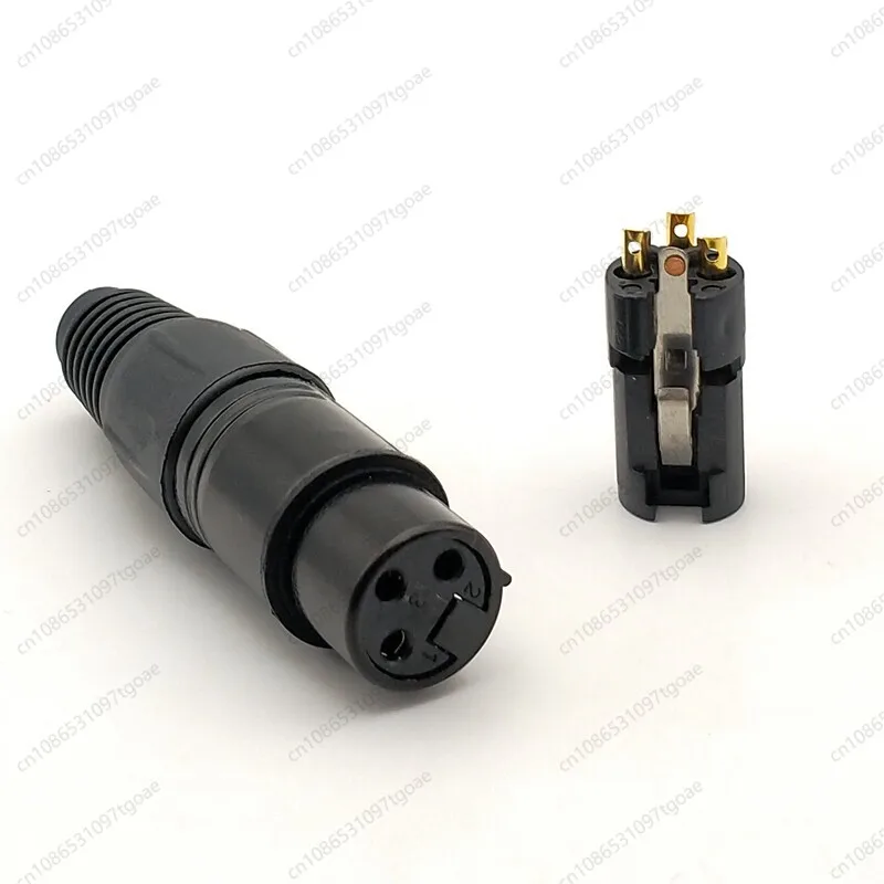 Gold Plated 3-Pin XLR Male/Female Plug Black Dazzling Balanced Audio Connector for Mic
