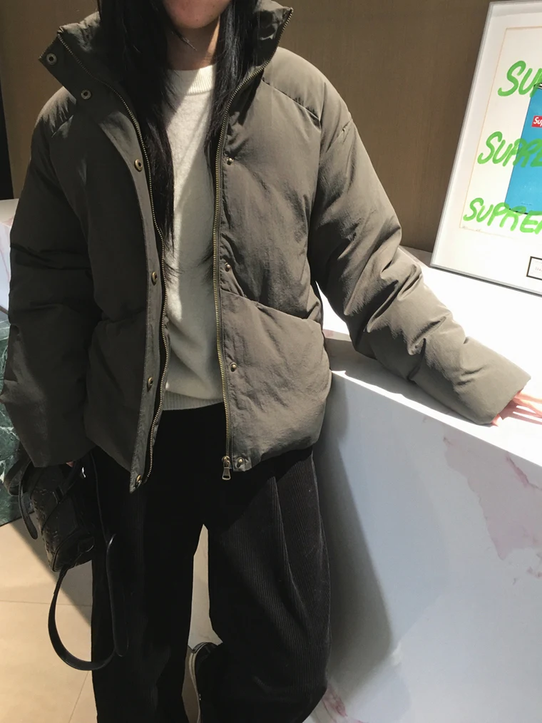 

Женское модное зимнее пальто Cuijia N357 из легкого плиссированного полиэстера с хлопковым наполнителем, воротником и пуговицами