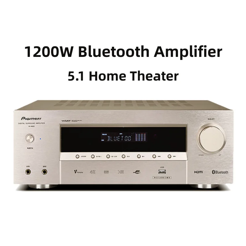 5.1 Channel Home Theater Amplifier 1200W Amplifiers 5.0 Bluetooth Amp Karaoke DSP HDMI ARC 4K USB SD For DJ Speaker Sound System