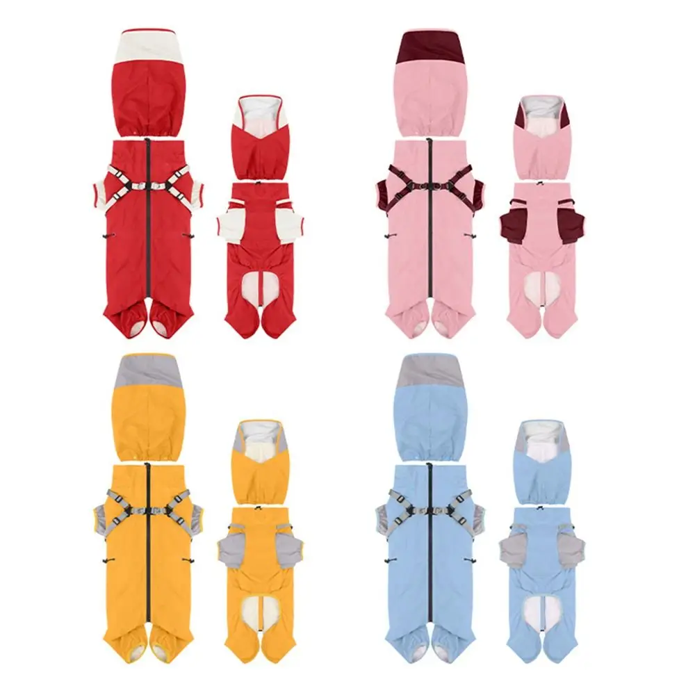 

Waterproof Pet Dog Raincoat with Hat Lightweight Dog Rain Jacket S-XXL Four Legged Clothing Dog Rain Cape Summer Season