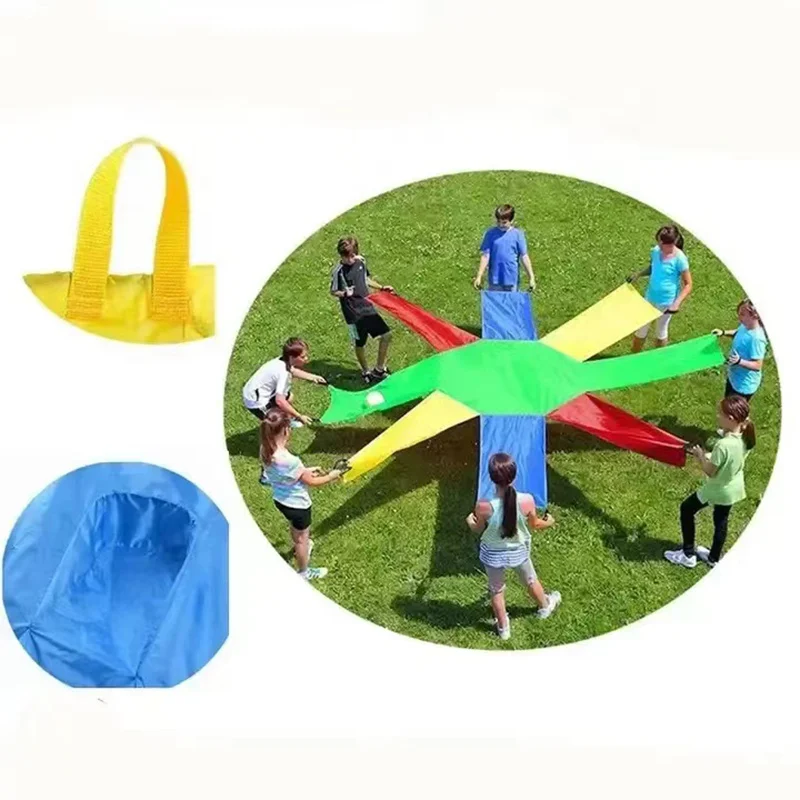 Parachute Octogonal Arc-en-ciel pour Enfant, Tente de Jeux de dehors en Plein Air, Jouets de Collaboration Multi Hypothèques, Entraînement Fongique, Parapluie