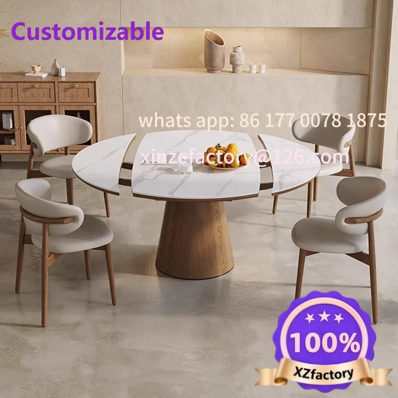 Customizable Italian Extendables Dining Tables Party Event Round Living Room Dining Tables Salon Space Saving Tavolo Pranzo